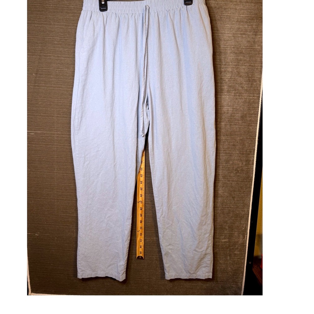 SHEIN Light Blue Textured Drawstring Elastic Waist Straight Leg Pants XXL 14